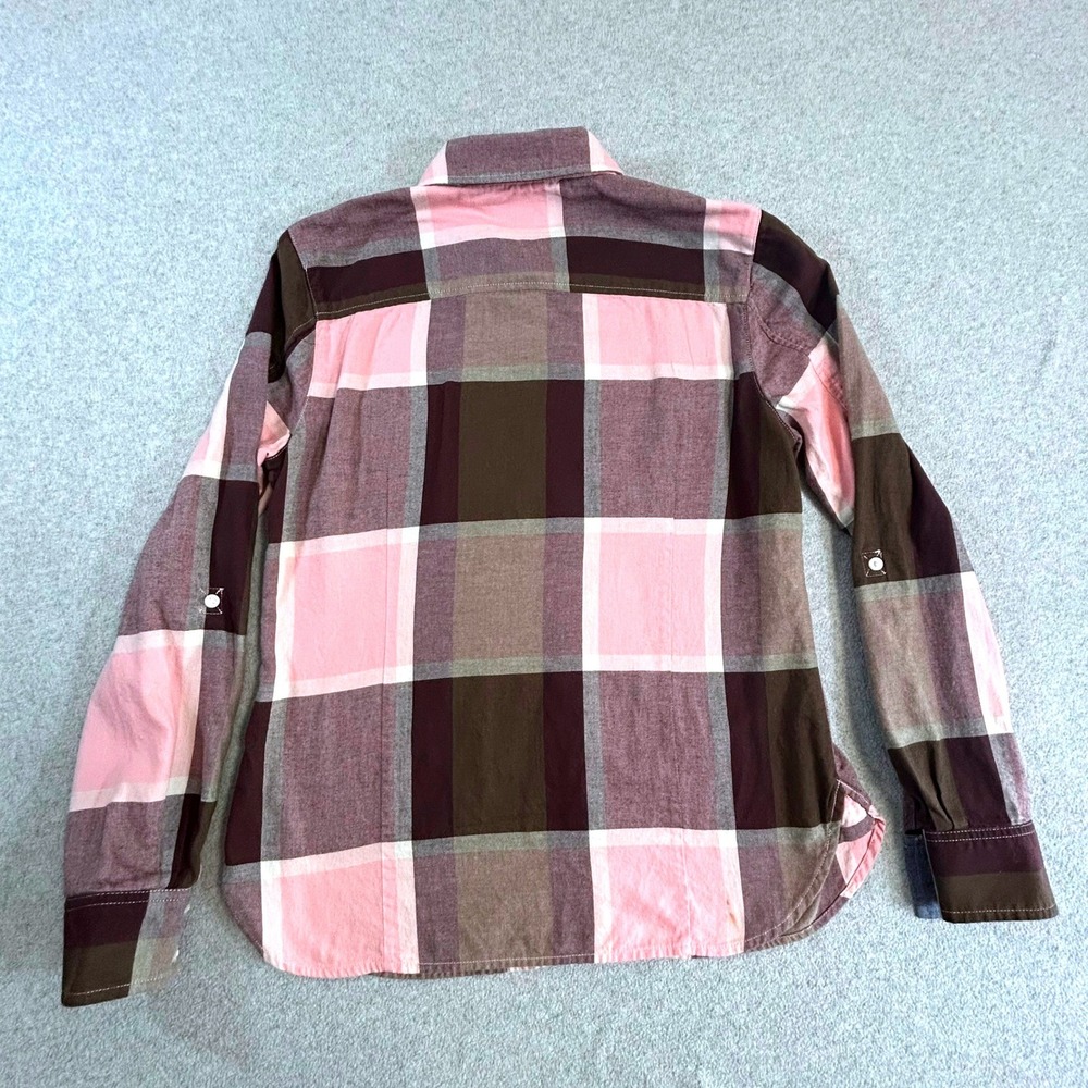 Tommy Hilfiger Button Down Womens S Pink Brown Plaid Long Sleeve Shirt Flannel - Picture 8 of 8